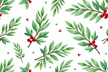 seamless christmas pattern featuring spruce branches watercolor style horizontal design decorative