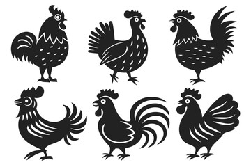 rooster and hens vector illustration