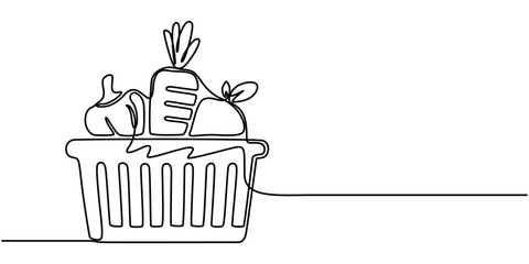 vegetables , natural foods vector icon illustration, Single one line drawing Fresh vegetable salad in bowl. Breakfast Concept. Continuous line draw design graphic vector illustration.