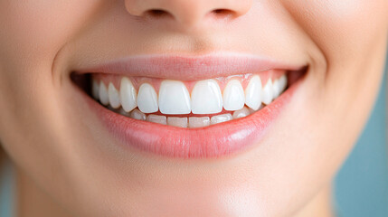 Close-up Photograph of a Smile with White Teeth and Pink Lips