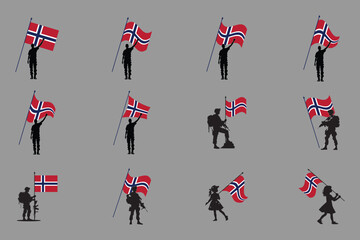 Flag of Norway Set, Original and simple Norway flag Bundle, vector illustration of Norway flag Collection
