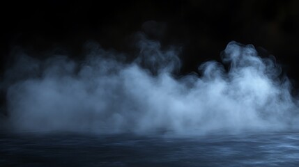 Blue Smoke Over Dark Surface Abstract Background