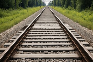 Fototapeta premium there is a train track that is going down the middle of the tracks