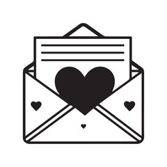 Valentines day Love Letter vector silhouette illustration