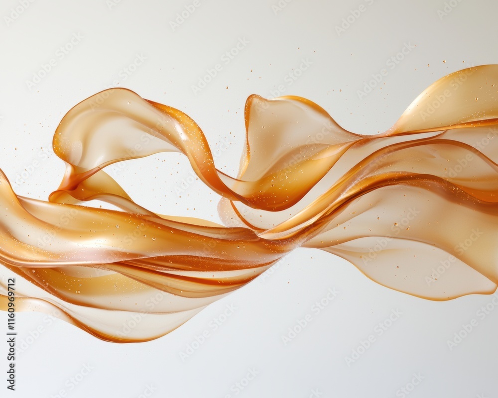 Poster Abstract flowing fabric in warm golden tones with soft shadows