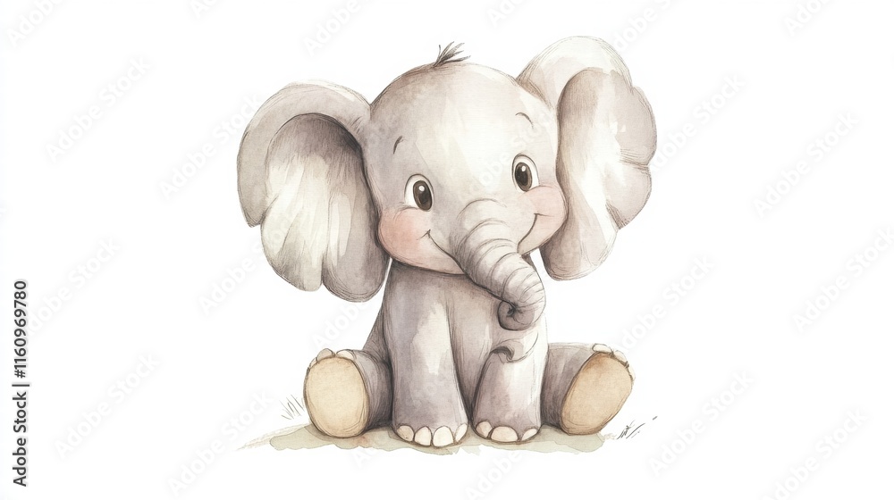 Aufkleber Cute elephant illustration with ample copy space for text and design elements for various creative uses. Generative AI