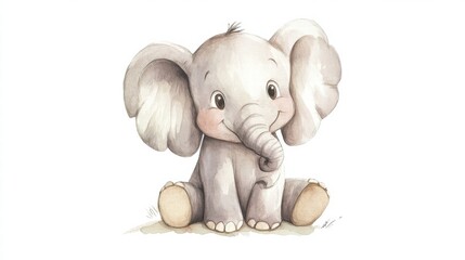 Cute elephant illustration with ample copy space for text and design elements for various creative uses. Generative AI