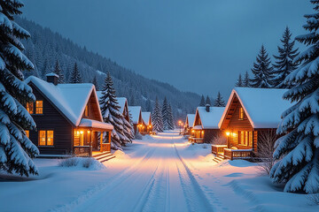 snowy nordic village celebrates festive holiday season twinkling lights cozy winter traditions every