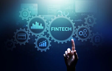 Fintech Financial technology Cryptocurrency investment and digital money. Business concept on virtual screen.