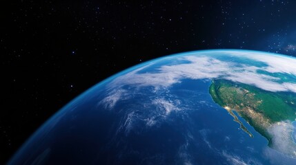 Obraz premium Earth viewed from space, showcasing its curvature and atmosphere.