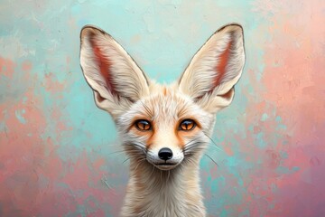 Obraz premium Enigmatic Fennec Fox Portrait with Striking Orange Eyes and Ears