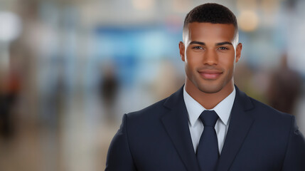 Fototapeta premium Confidently Smiling Businessman Portrait: Close-up Photo in Modern Office Setting. AI Generated