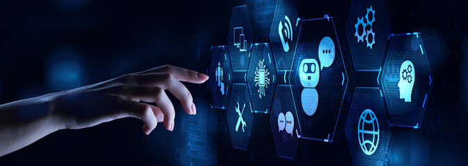 Chatbot Customer service automation NLP natural language processing business technology concept.