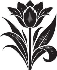 Black and white silhouette of flowers