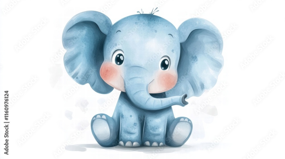 Aufkleber cute illustration of a friendly elephant sitting in a playful pose with plenty of space for text. ge