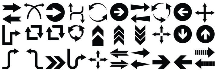 Arrows big set icons, arrow icon, modern simple arrows, arrow vector collection. Arrows set icon in black color. Cursor, pointer for web design, interface. Vector illustration. EPS 10