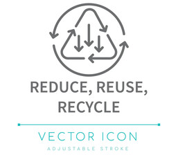 Reduce Reuse Recycle Badge Line Icon