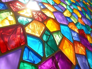 Colorful Gemstone Mosaic Illuminated By Sunlight