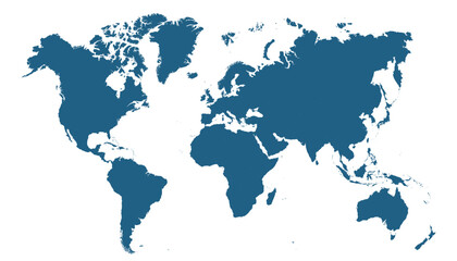 World map. Blue modern vector map. Silhouette map