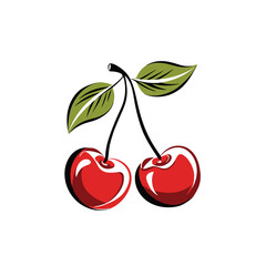  Vector Cherry with leaves isolated Illustrator Artwork