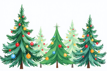 Fototapeta premium vibrant watercolor artwork features festive holiday evergreen trees delicate branches colorful