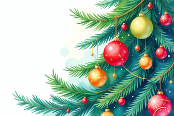 vibrant watercolor depiction christmas tree adorned colorful
