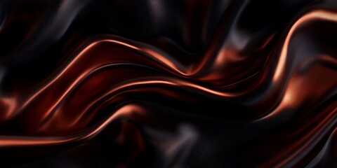 Fototapeta premium Abstract dark and copper-toned fabric waves.