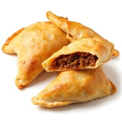 Empanada, meat pie on white background