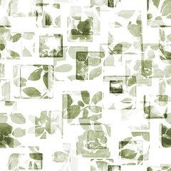 Contemporary art seamless pattern background. Abstract grunge square geometric shapes