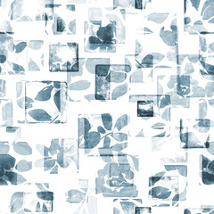 Contemporary art seamless pattern background. Abstract grunge square geometric shapes