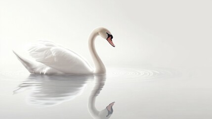Fototapeta premium Serene White Swan on Calm Water - Peaceful Nature Scene