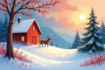 warm festive colors paint vibrant holiday scene delicate brushstrokes joyful watercolor
