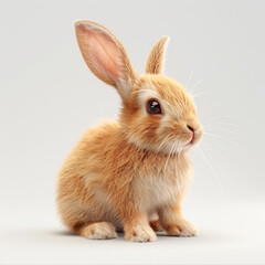 Obraz premium rabbit in nature, light brown, highly detailed, white plain background