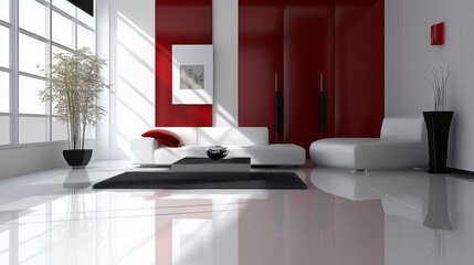 3d render modern living room