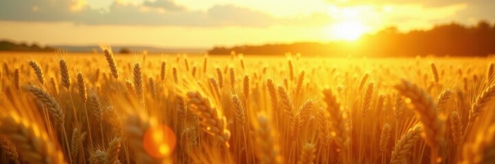 Sun-drenched wheat field, rippling golden stalks bathed in warm light , texture, sun, scenic