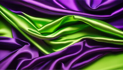 Obraz premium Green and purple draped satin as a background. 