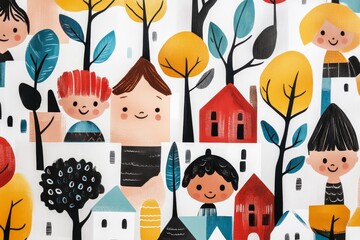 An illustrated celebration of cultural diversity, with characters in traditional clothing and a vibrant, shared setting