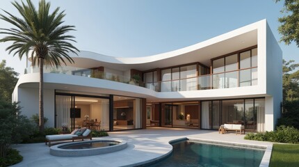 Obraz premium Stunning Modern Architectural Masterpiece with Unique Design and Elegant Details