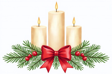 watercolor clipart pine candles bows christmas decorative element designs