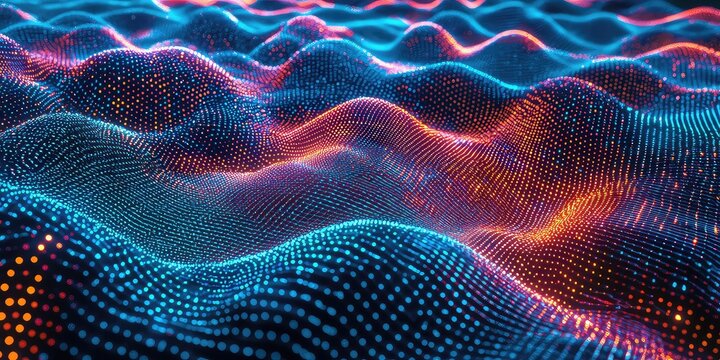 Flow of binary code forming complex patterns in a digital network environment.