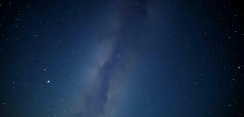 Fototapeta premium The night sky has shooting a star and the Milky Way in the background.