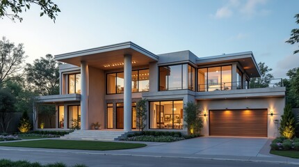 Fototapeta premium Stunning Modern Architectural Masterpiece with Unique Design and Elegant Details