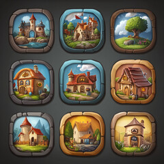 2D abstract gaming background illustration Casual game background environment for adventure or combat mobile game. cartoon style in game art background environment.