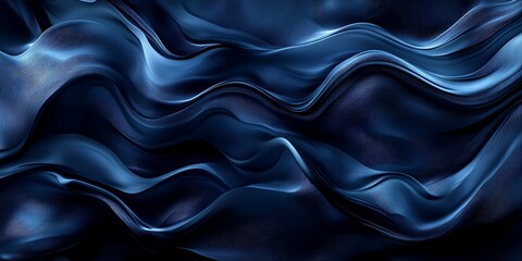 Obraz premium Abstract dark blue flowing waves, elegant smooth curves, dynamic ripple texture.