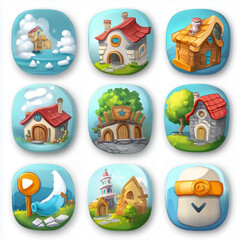 2D abstract gaming background illustration Casual game background environment for adventure or combat mobile game. cartoon style in game art background environment.