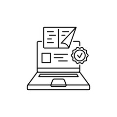 Outline Laptop Icon Symbolizes digital work and computer-based projects.