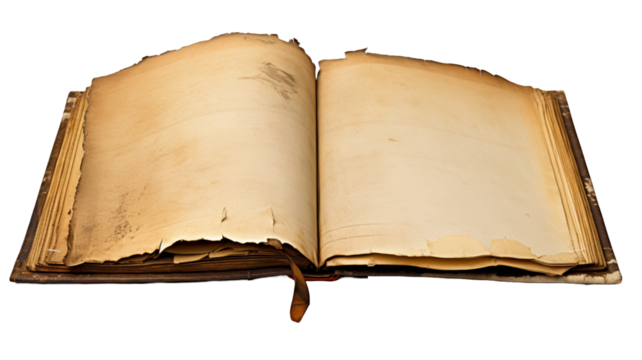 Old vintage book on transparent background.
