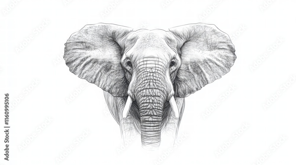 Poster Illustration of an isolated elephant with ample space for text or design elements. Generative AI