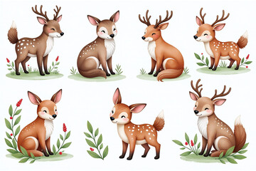 watercolor woodland nature paintings christmas botanical theme