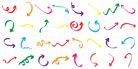 Hand drawn arrow set vector illustration